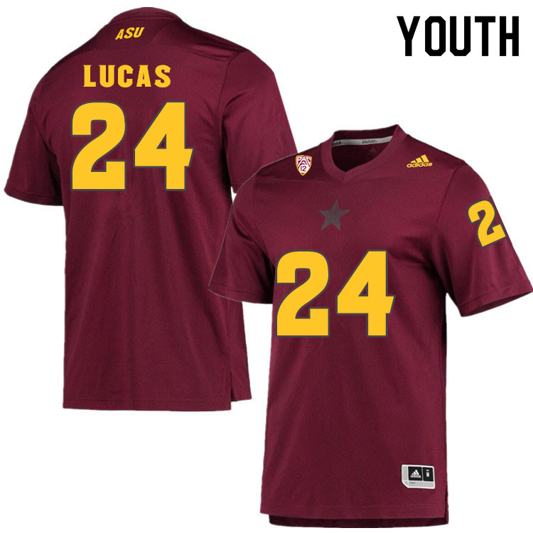 Youth #24 Chase LucasArizona State Sun Devils College Football Jerseys Sale-Maroon - Click Image to Close